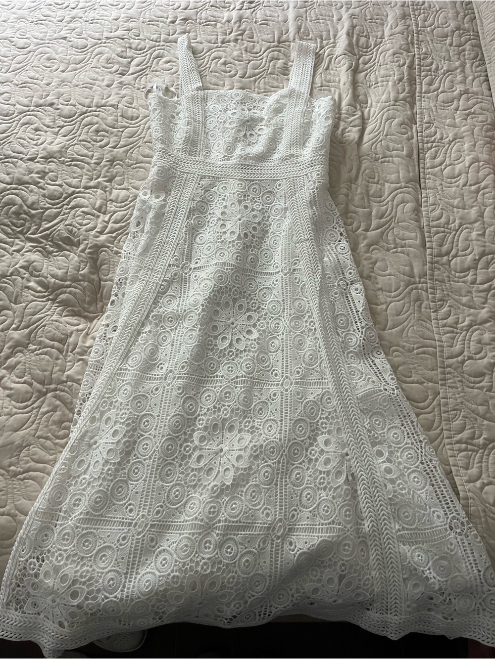 Just Me White Lace A-Line Sundress Midi Size Large